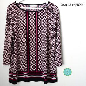 Croft & Barrow Navy & Magenta Blouse - Size XL